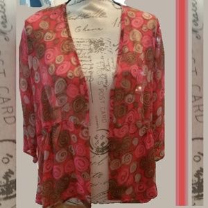 Sheer Swirly Pops Open Short Kimono NWOT